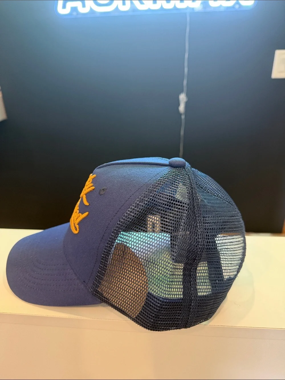 Lucky Brand Navy and Gold Mesh Back Cap